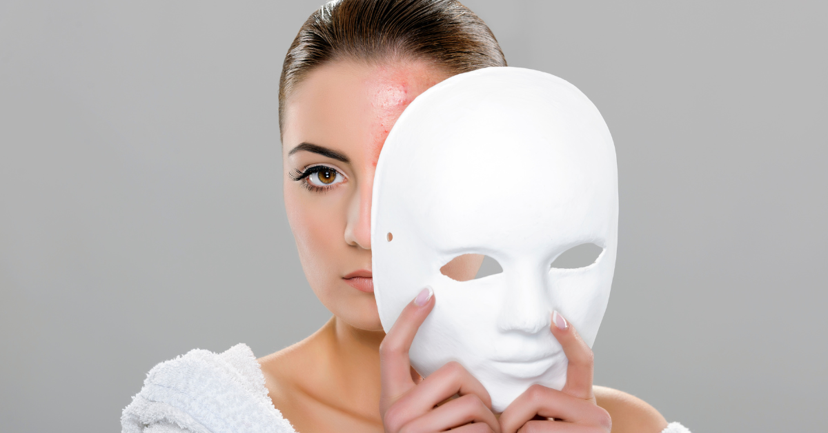 Authenticity The Key To Meaningful Relationships - Woman's face half hidden behind a mask