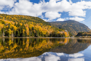 Seasons of Change - Blog Title Image of fall foliage reflected in a lake.